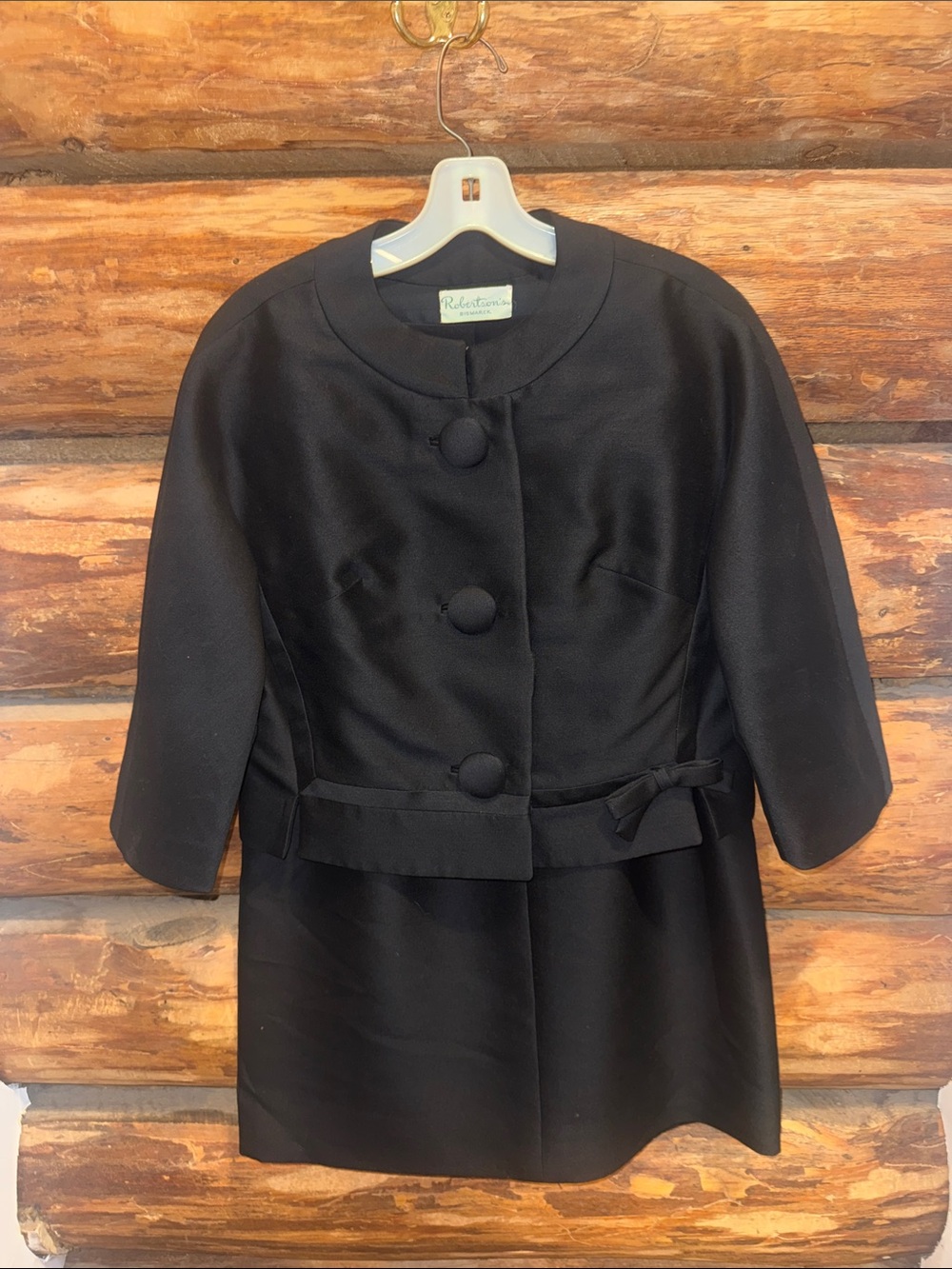 Black Vintage Robertsons Bismarck Youthcraft Wool 50’s/60’s  Women's Coat& Skirt